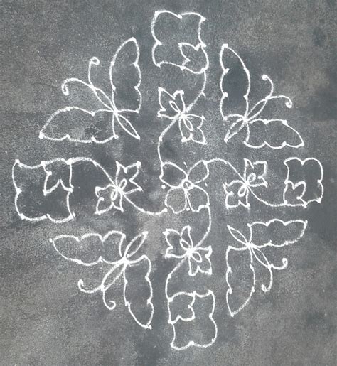 15 Dots Flowers Butterfly Kolam For Contest Kolams Of India