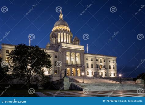 Rhode Island State House at Night Stock Photo - Image of exterior ...