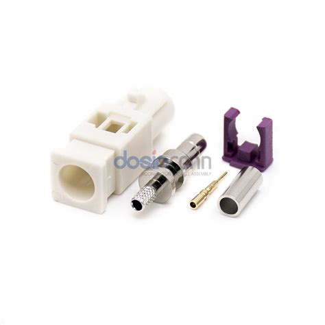 Fakra Plug Straight Male Pin Cable White B Code Crimp