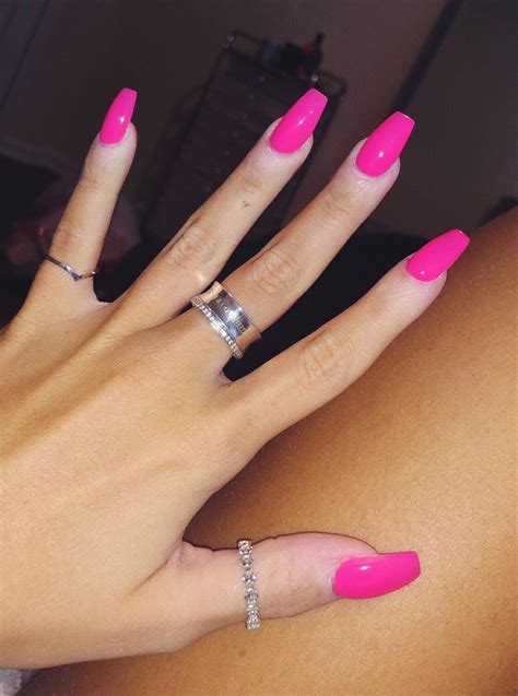 Pink Naiks Neon Pink Nails Barbie Pink Nails Pink Acrylic Nails