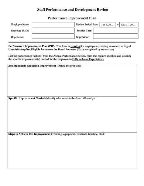 Performance Improvement Plan Templates Examples