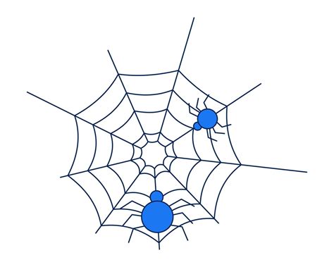 Minimalist spiders on web 2D cartoon object. Cobweb Halloween insects