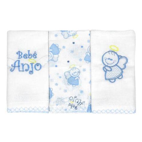 Pano De Boca Bebe Anjo Tecido Duplo Azul No Shoptime