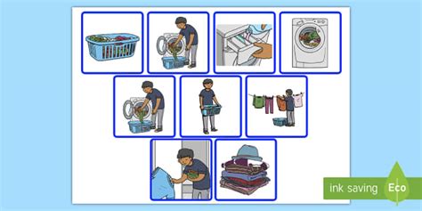 Multi Step Sequencing Cards Washing Clothes Teacher Made