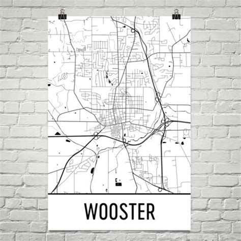 Wooster Ohio Map, Wooster Art, Wooster Print, Wooster Poster, Wooster Wall Art, Wooster Gift ...