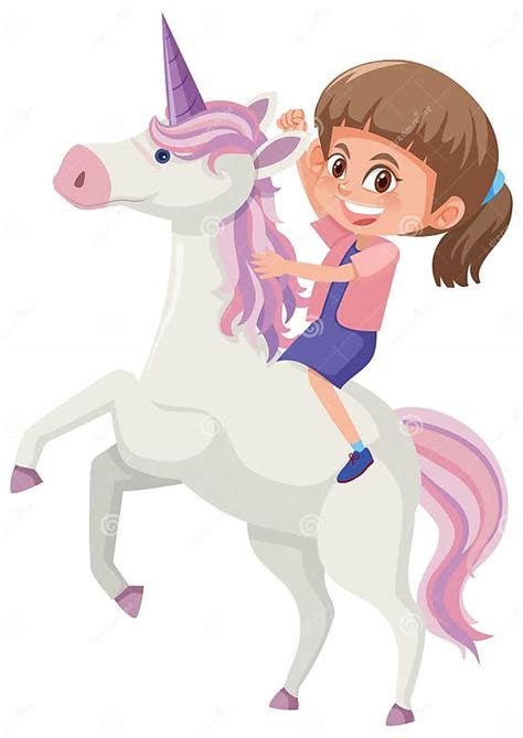 A Girl Riding Unicorn Stock Vector Illustration Of Design 138887722