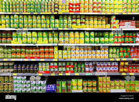 Supermarket Shelves Filled Canned Food Hi Res Stock Photography And