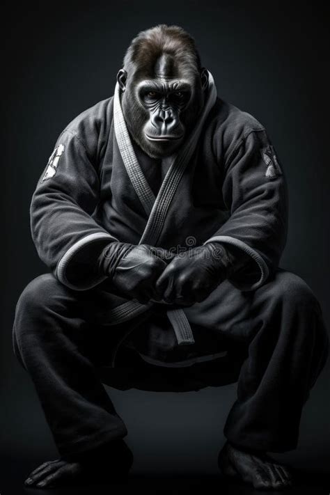 AI Generated Illustration Of A Gorilla In A Martial Arts Outfit In The