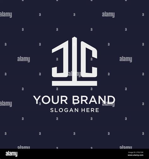 JC Initial Monogram Logo Design With Pentagon Shape Style Design Ideas