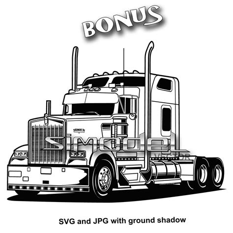 Semi Truck Kenworth Svg Eps Png Dxf Ai Shadow Etsy Uk