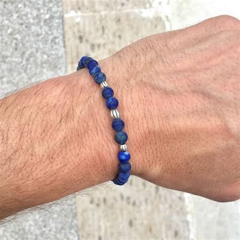 Bracelet 6mm En Pierres Naturelles De Lapis Lazuli Dépolies Avec Perles