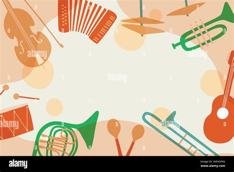 Aesthetic jazz background, musical instrument frame in pastel orange ...