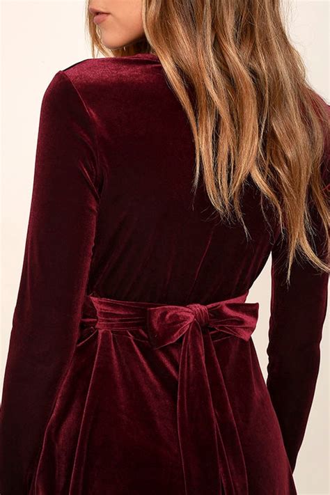 Sexy Burgundy Romper Velvet Romper Long Sleeve Romper 5800