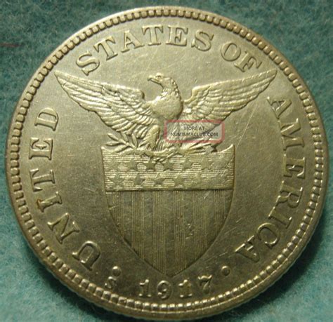 1917 S Philippines Fifty 50 Centavo Km 171 Very Usa Minted Coin