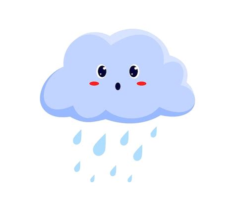 Premium Vector Rainy Weather Sign Cloud With Falling Rain Drops Funny Cartoon Character