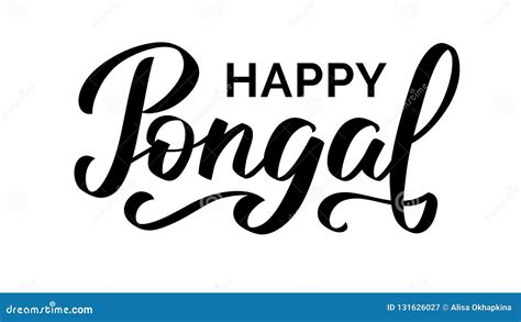 Happy Pongal Indian Holiday Hand Written Text Words Typography