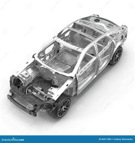 Angle From Up Car Frame With Chassis On White 3d Illustration Stock Illustration Illustration