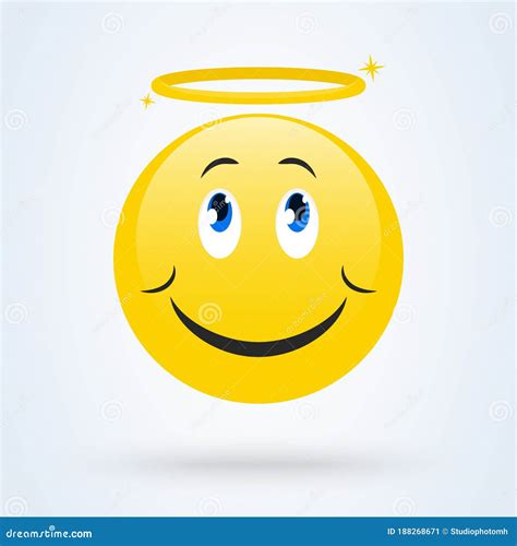 Cute Angel Emoticon Vector Illustration Smiling Face With Angel Halo