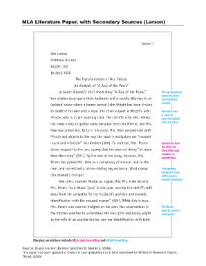 Mla Format Example Pdf Fill Online Printable Fillable Blank