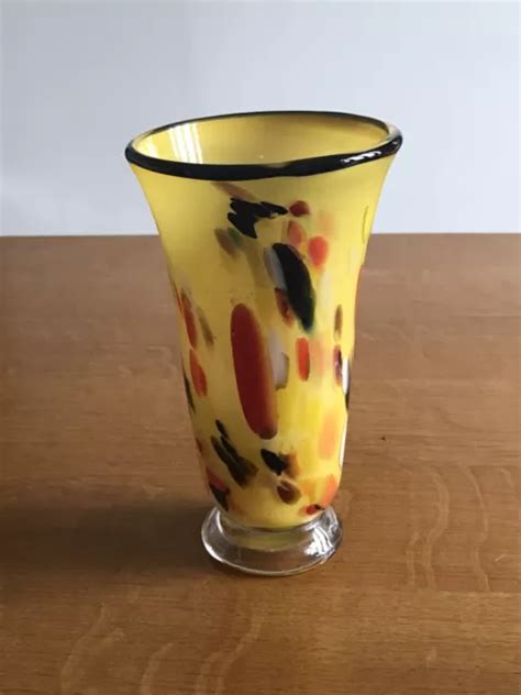 Vase En Verre Souffl Color Jaune Et Multicolore Eur Picclick Fr