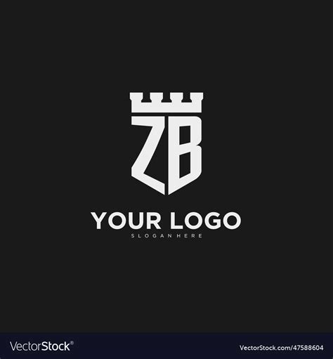 Initials Zb Logo Monogram With Shield Royalty Free Vector