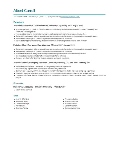 Juvenile Probation Officer Resume Examples And Tips Zippia