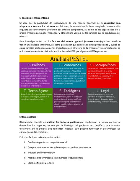 El análisis del macroentorno El análisis del macroentorno Se dice que