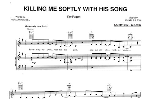 Roberta Flack Killing Me Softly With His Song Free Sheet Music Pdf For Piano The Piano Notes