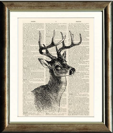 Vintage Deer Illustration Vintage Image Printed On A Page Etsy