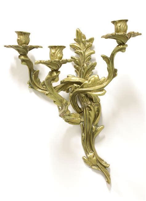 Antique 1920 S Solid Brass Rococo Style Candle Wall Sconce For Sale At