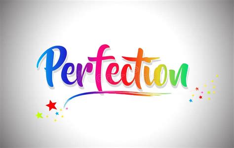 Perfection Handwritten Word Text With Rainbow Colors And Vibrant Swoosh Stock Vector