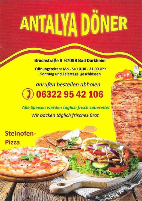 Speisekarte Von Antalya D Ner Pizza Im Bruch Bad D Rkheim