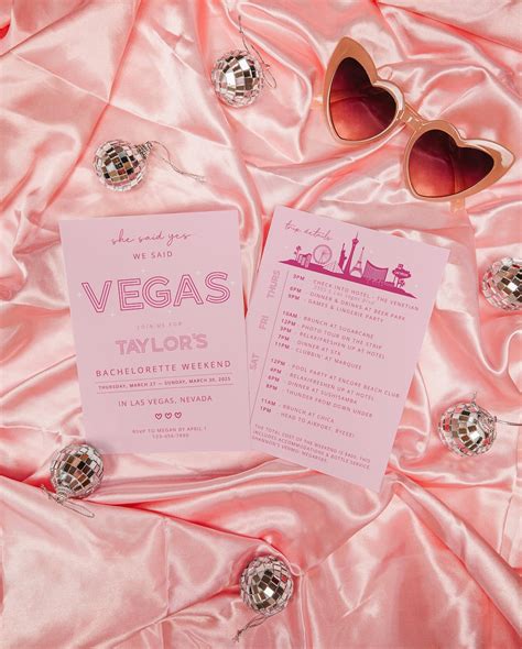 Pink Vegas Bachelorette Invitation And Itinerary Template We Etsy