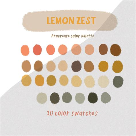 Lemon Zest Procreate Color Palette Procreate Tool Instant Etsy