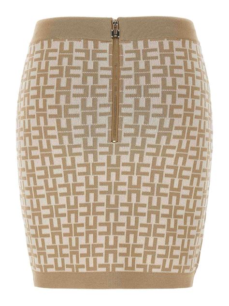 Knee Length Skirts Midi Elisabetta Franchi Jacquard Logo Skirt