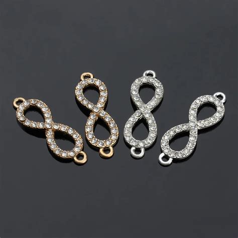 10 Stks Partij Goud Kleur Crystal Rhinestone Liefde Infinity Charms