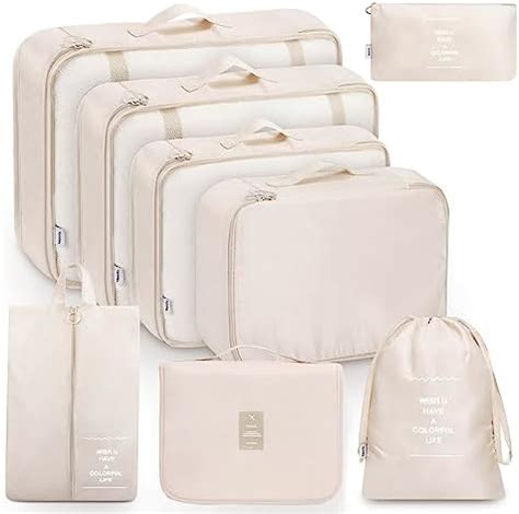 MURISE 8 Piece Packing Cubes Clothes Bags Suitcase Organiser For