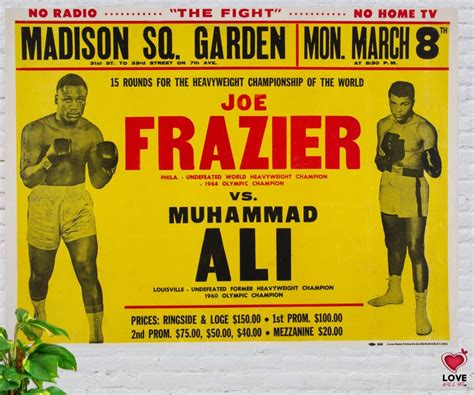 Joe Frazier Vs Mohammad Ali "Fight Of The Century" 1971 Boxing Poster ...