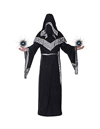 Halloween Sorcerer Robe Costumes For Men Medieval Dark Mystic Hooded