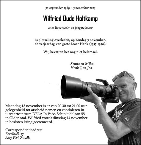 Wilfried Oude Holtkamp Overlijdensbericht En Condoleances