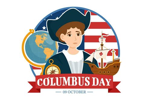 Happy Columbus Day Vector Illustration Of National Usa Holiday With