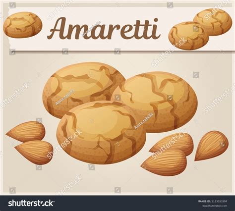 Amaretti Cookie Vector Icon Almond Dessert Stock Vector Royalty Free