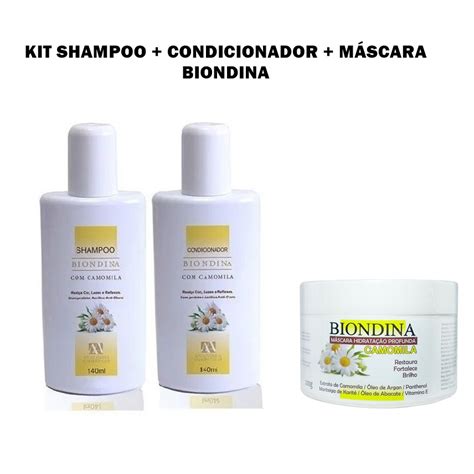 Kit Shampoo 140ml Condicionador 140ml Máscara Biondina 200g