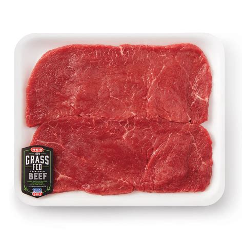 H E B Grass Fed And Finished Beef Top Round Steak Thin Cut Usda Choice