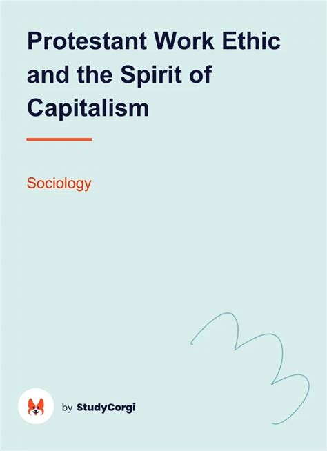 Protestant Ethic And Capitalism Free Essay Example