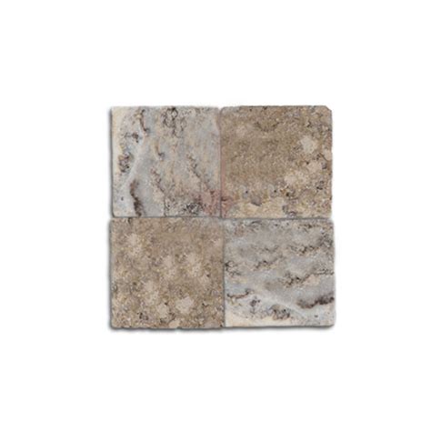 French Pattern Roman Blend Walnut Select Tumbled Paver Travertine