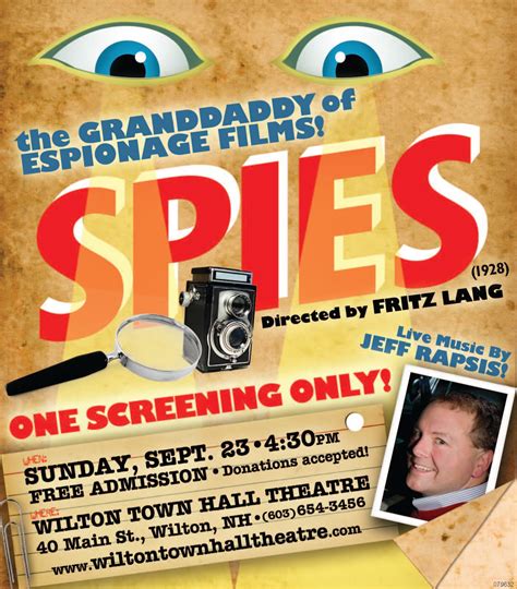 Jeff Rapsis / Silent Film Music: Sunday, Sept. 23: 'Spies' (1928) in Wilton, N.H.;Fritz Lang's ...