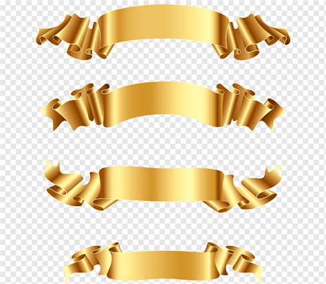 Gold Ribbon Illustration Banner Gold Golden Banner Transparent