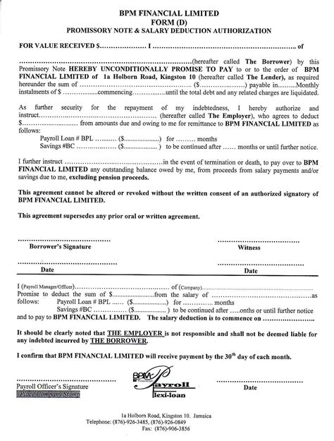 Promissory Note Agreement Template