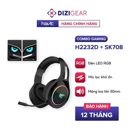 Tai Nghe Gaming Headphone HAVIT H2232D Driver 50mm Đèn Led RGB Mic